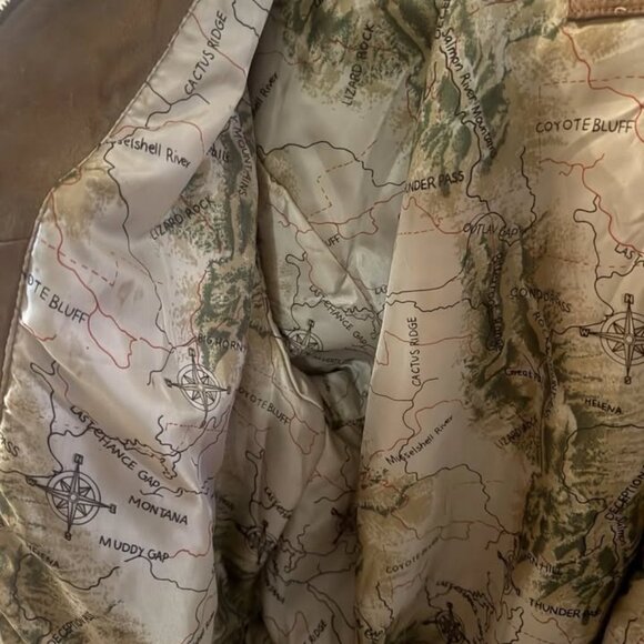 vintage 90s MARLBORO Adventure Team LEATHER Suede Map Lining Jacket XL - Picture 4 of 12